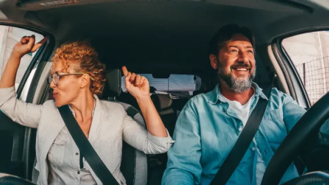 Two people hitting the road
